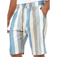 thumbnail image 1 of DYMADE Men's Striped Elasticised Waist Drawstring Pocket Casual Shorts, 1 of 3