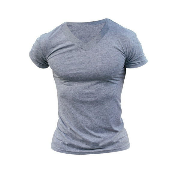 DYMADE Men's Summer Basic Pure V-Neck Short Sleeve Casual Sports Pullover T-Shirt Tops
