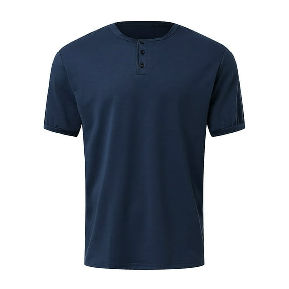 DYMADE Men's Summer Casual Pure Short Sleeve Button Henley T-Shirt Tops