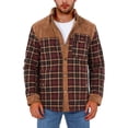 thumbnail image 1 of DYMADE Men's Winter Flannel Patchwork Check Lined Stand-Up Collar Casual Anorak Jacket Coat, 1 of 4