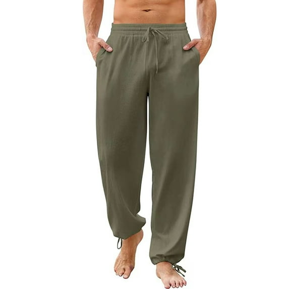 DYMADE Mens Elastic Waist Draw String Pockets Athletic Fit Casual Pants
