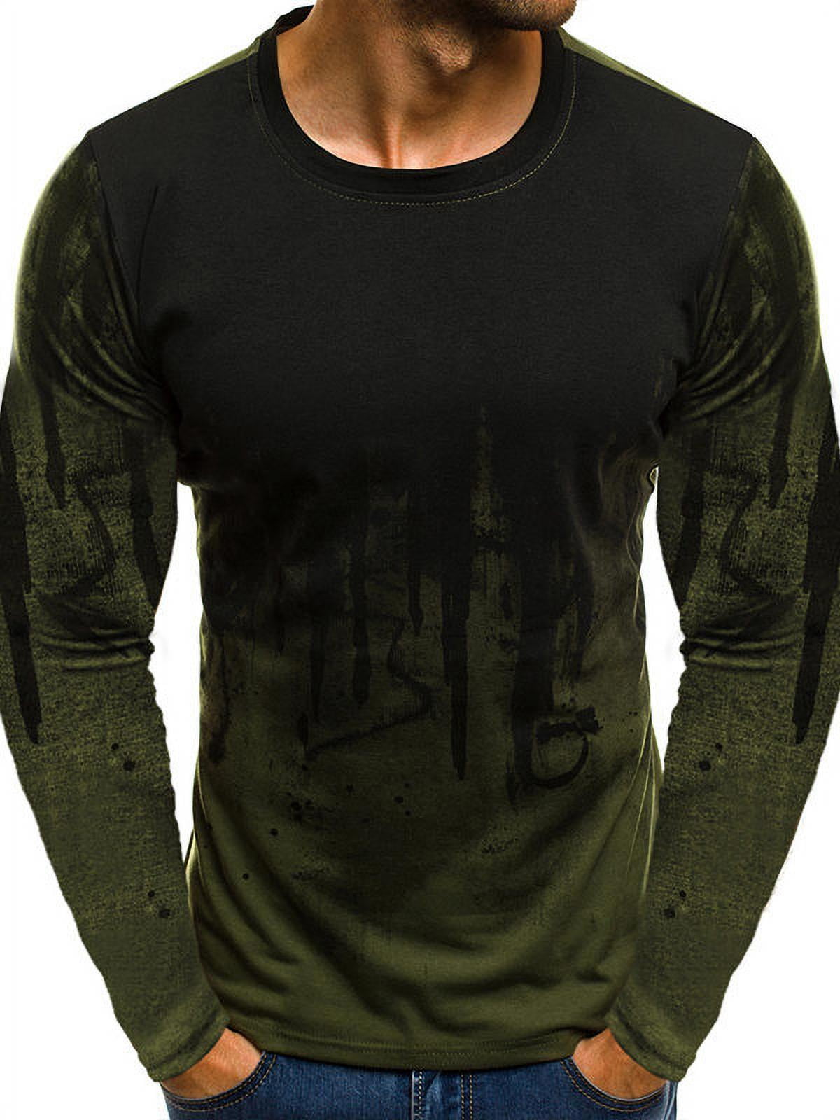 DYMADE Mens Printed Long Sleeve Round Neck Casual T-shirts Top ...