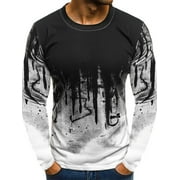 LAPA DYMADE Mens Printed Long Sleeve Round Neck Casual T-shirts Top