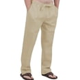 thumbnail image 1 of DYMADE Mens Thin Summer Pockets Elastic Waist Draw String Pure Color Casual Pants, 1 of 2
