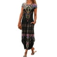 thumbnail image 1 of DYMADE Retro Pockets Frock Short Sleeve Midi Long Women Dress, 1 of 4