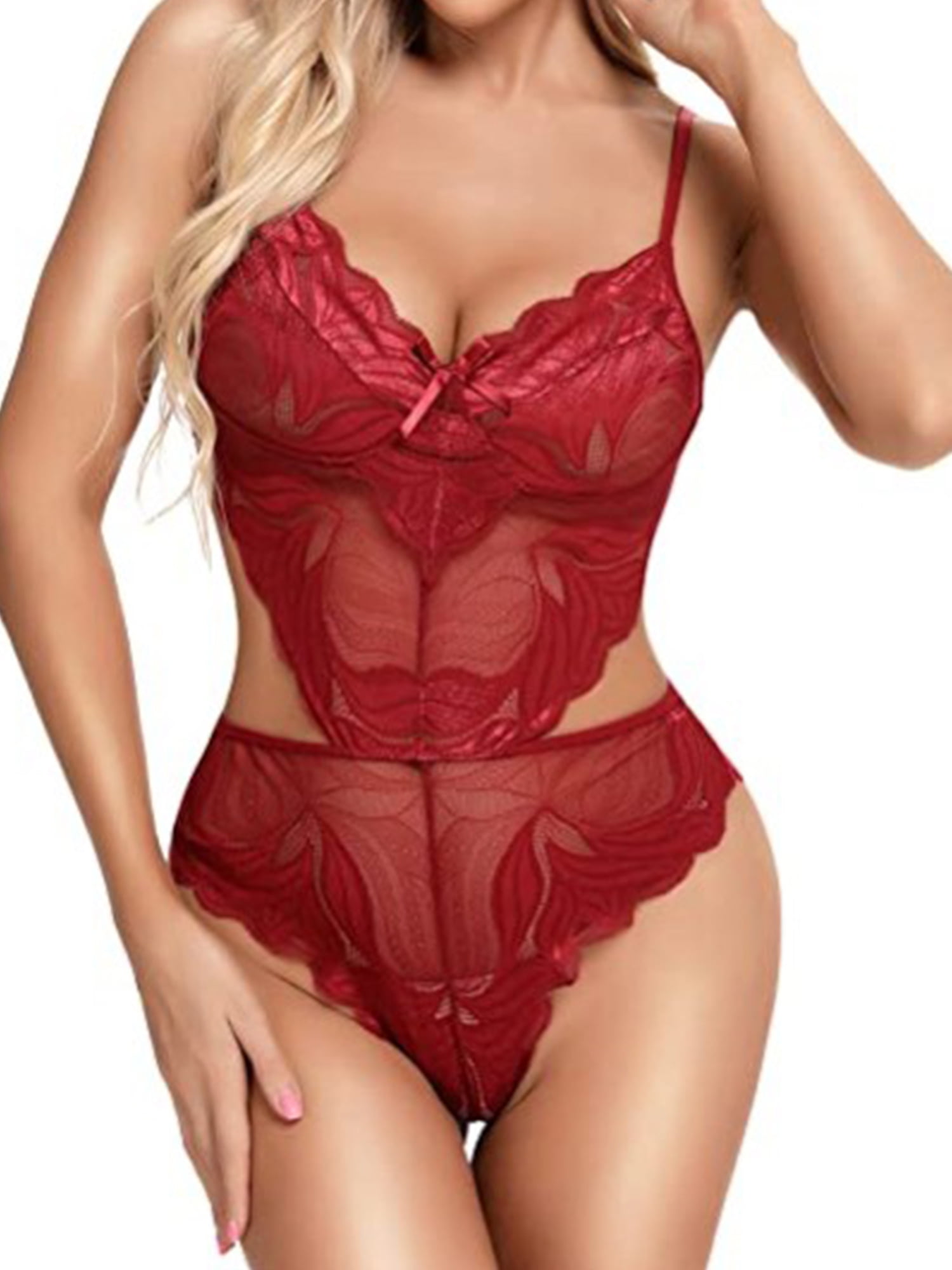 Sexy Lingerie for Women Lace Push-up Top Bra Babydoll Bodysuit