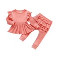 thumbnail image 1 of DYMADE Toddler 2-3 Years Baby Girls Clothes 2Pcs Long Sleeves Shirt Dress Ruffle Long Pants Set, 1 of 3