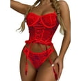 thumbnail image 1 of DYMADE Woman's 2 pcs Eyelash Lace Erotic Suit Lingerie Set, 1 of 3