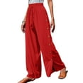 thumbnail image 1 of DYMADE Women Basic Home Loungewear Button Splice Elastic Waist Pants, 1 of 4