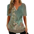 thumbnail image 1 of DYMADE Women Basic Workwear Button Collar Summer Short Sleeve T-Shirts, 1 of 4