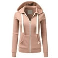 thumbnail image 1 of DYMADE Women Casual Draw String Zipper Hoodie Top, 1 of 3