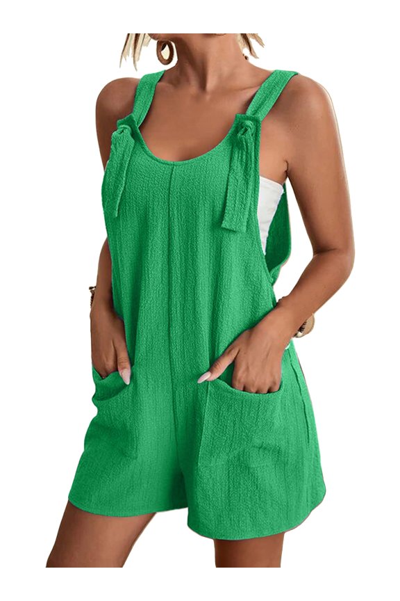 Women Casual Fashion Suspender Shorts Jumpsuit Wide Strap Overalls