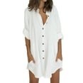 thumbnail image 1 of DYMADE Women Casual Long Sleeve Collared Shirt Buttons Solid Loose Blouse, 1 of 4