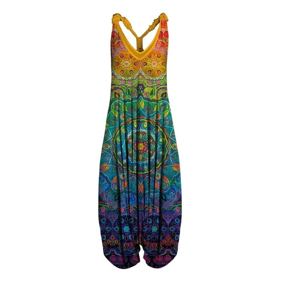 DYMADE Women Casual Loose Wide-Leg Sling Crotch Suspenders Jumpsuit