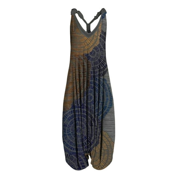 DYMADE Women Casual Loose Wide-Leg Sling Crotch Suspenders Jumpsuit