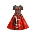 thumbnail image 1 of DYMADE Women Christmas Elegant Printed Knee Length A-line Dress, 1 of 5