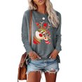 thumbnail image 1 of DYMADE Women Christmas Loose Round Neck Pullover Printed Long Sleeved T-shirt Top, 1 of 4