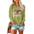 thumbnail image 1 of DYMADE Women Christmas Loose Round Neck Pullover Printed Long Sleeved T-shirt Top, 1 of 4