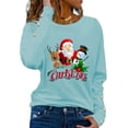 thumbnail image 1 of DYMADE Women Christmas Printed Crew Neck Long Sleeved T-shirt Casual Loose Top, 1 of 4
