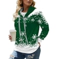 thumbnail image 1 of DYMADE Women Christmas Snow Print Double Drawstring High Neck Long Sleeve Top, 1 of 3