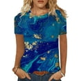 thumbnail image 1 of DYMADE Women Crew Neck Pullover Printed Casual Short Sleeved T-shirt, 1 of 4