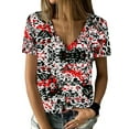 thumbnail image 1 of DYMADE Women Crewneck Print Blouse Casual Pullover Short Sleeve T-Shirts, 1 of 7