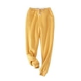 thumbnail image 1 of DYMADE Women Elastic Waist Drawstring Plush Casual Sports Style Full Length Pants, 1 of 2