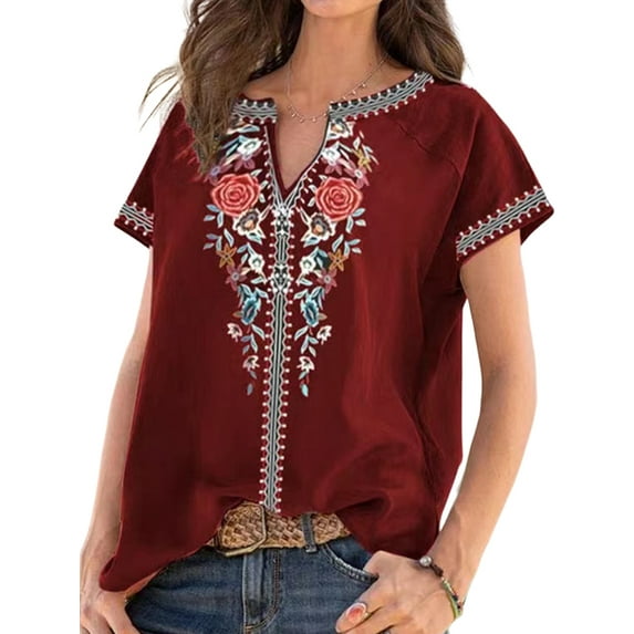 DYMADE Women Ethnic Print Short Sleeve T-shirt