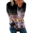 thumbnail image 1 of DYMADE Women Ethnic Style Print Long Sleeve Loose T-shirt Top, 1 of 4