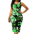 thumbnail image 1 of DYMADE Women Fashion Crewneck Print Sleeveless Bag Buttock Dress Midi Skirt, 1 of 7