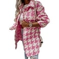 thumbnail image 1 of DYMADE Women Fashion Loose Single Breasted Long Sleeve Plaid Blended Coat, 1 of 4