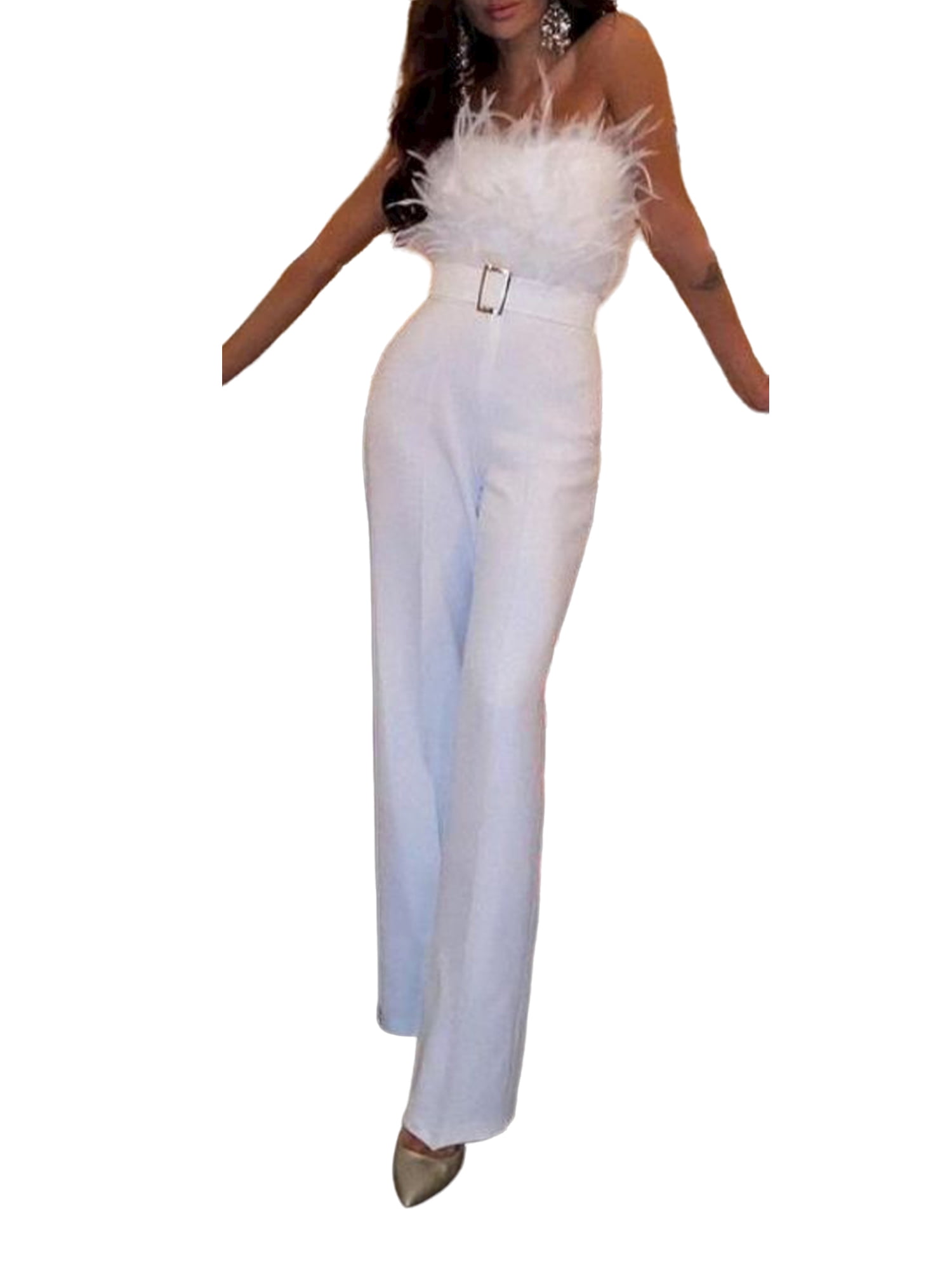 Sexy Solid Feathers Strapless Loose Jumpsuits(3 Colors) Sexy Solid Feathers Strapless Loose Jumpsuits(3 Colors)