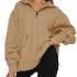 thumbnail image 1 of DYMADE Women Fleece Terry Top Loose Pocket Long Sleeve Solid Color Sweatshirt, 1 of 6