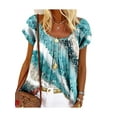 thumbnail image 1 of DYMADE Women Floral Print Blouse Wear To Work Summer Blouse Short Sleeve Tee Tops, 1 of 4