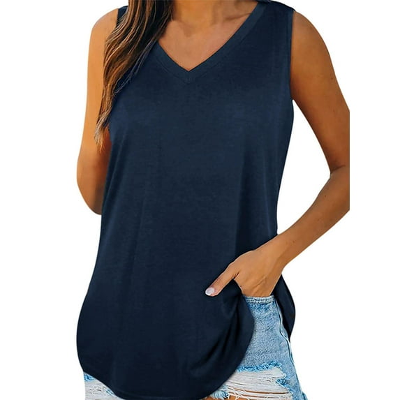 DYMADE Women Floral Print Sleeveless V Neck Summer Casual Vest Tank Tops
