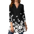 thumbnail image 1 of DYMADE Women Floral Printed 3/4 Sleeve Long T-shirt, 1 of 4