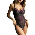 thumbnail image 1 of DYMADE Women Honeymoon Night Babydoll Lingerie Lace Sexy Backless Spliced One Piece Bodysuit for Valentine's Day, 1 of 5