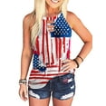 thumbnail image 1 of DYMADE Women Independence Day Tops Printed Classic Sleeveless Halter Cami Tank, 1 of 4