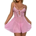 thumbnail image 1 of DYMADE Women Lace Stitched Transparent Gauze Sexy Thongs With Nightdress, 1 of 5
