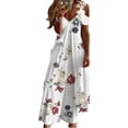 thumbnail image 1 of DYMADE Women Lace Suspender Cold Shoulder Sleeve Fashion Print A-Line Dress, 1 of 2