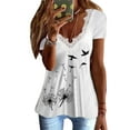 thumbnail image 1 of DYMADE Women Lace V-Neck Printed Short Sleeve T-Shirt Top, 1 of 4