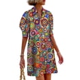 thumbnail image 1 of DYMADE Women Lantern Sleeve Lapel Summer Short Shirt Dress, 1 of 4