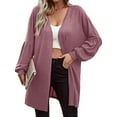 thumbnail image 1 of DYMADE Women Long Sleeved Cardigan Knitted Solid Color Casual Coat, 1 of 4