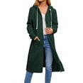 thumbnail image 1 of DYMADE Women Loose Zipper Warm Long Sleeve Cardigan Hooded Drawstring Coat, 1 of 4