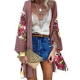 thumbnail image 1 of DYMADE Women Open Front Boho Kimono Cardigan Coat Floral Beach Cover Up Top Blouses, 1 of 2