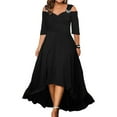 thumbnail image 1 of DYMADE Women Party Cocktail Ball Gown Spliced Cold Shoulder Half Sleeve Elegant Fit & Flare Dresses Plus Size, 1 of 2