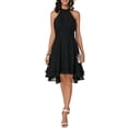 thumbnail image 1 of DYMADE Women Party Cocktail Wedding Formal Dresses High Low Halter Neck Flowy Chiffon Bridesmaid Dress, 1 of 5