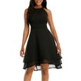 thumbnail image 1 of DYMADE Women Party Evening Cocktail Dress Chiffon Irregular Sleeveless Casual Dress, 1 of 6