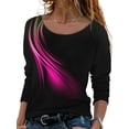 thumbnail image 1 of DYMADE Women Plus Size Aurora Print Round Neck Long Sleeve T-shirt, 1 of 4