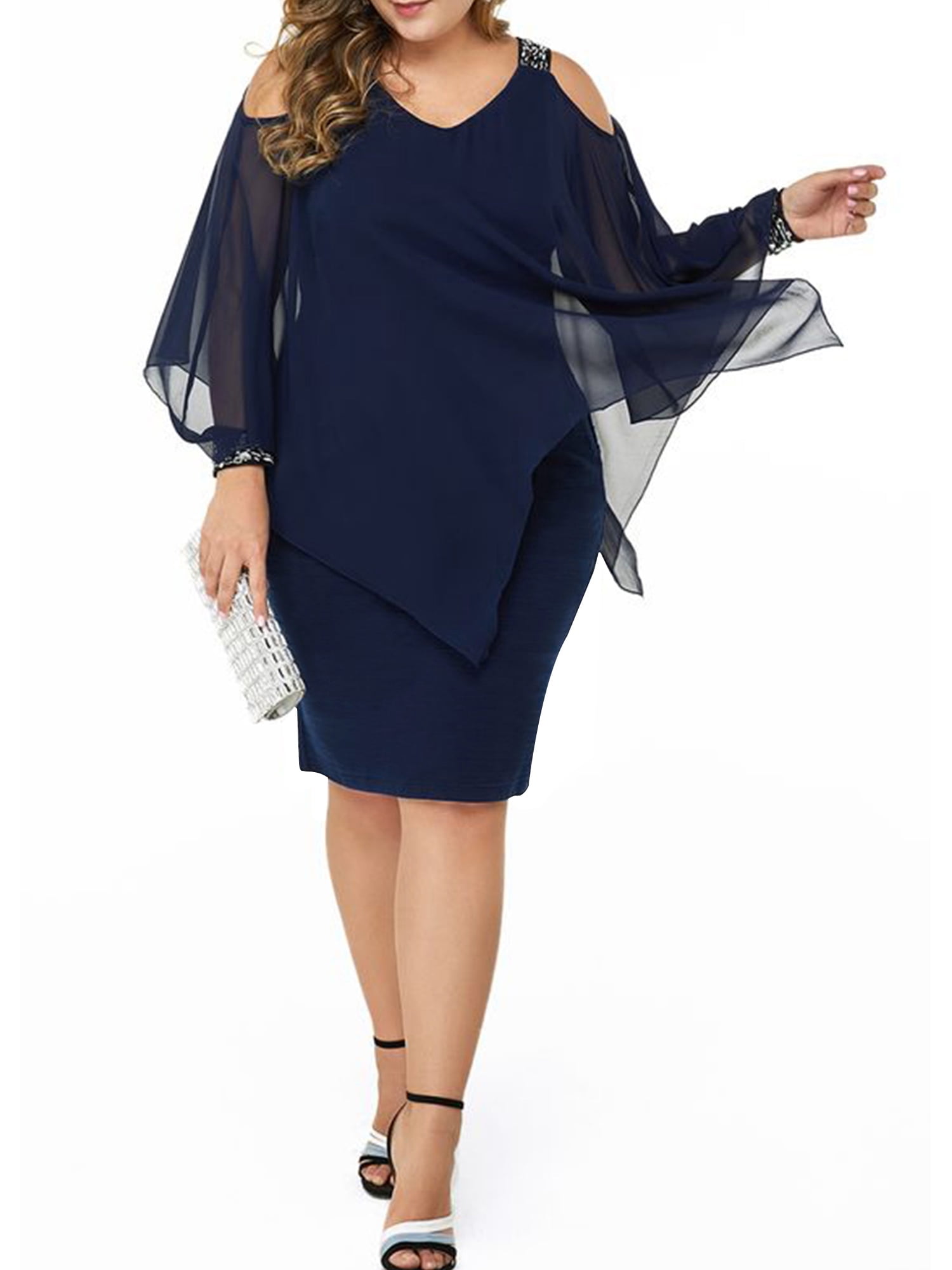 Off the Shoulder Long Chiffon Dresses Dusk Plus Size